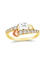 handsome heart three tone gold cubic zirconia baby ring